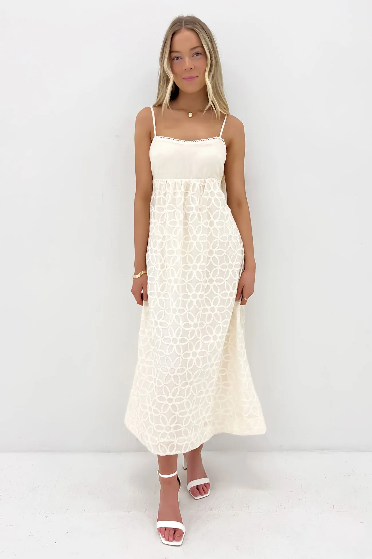 Cozy Drape City Casual Jaime Midi Dress Cream
