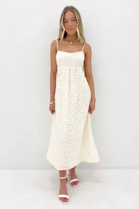 Jaime Midi Dress Cream Statement-Buttons
