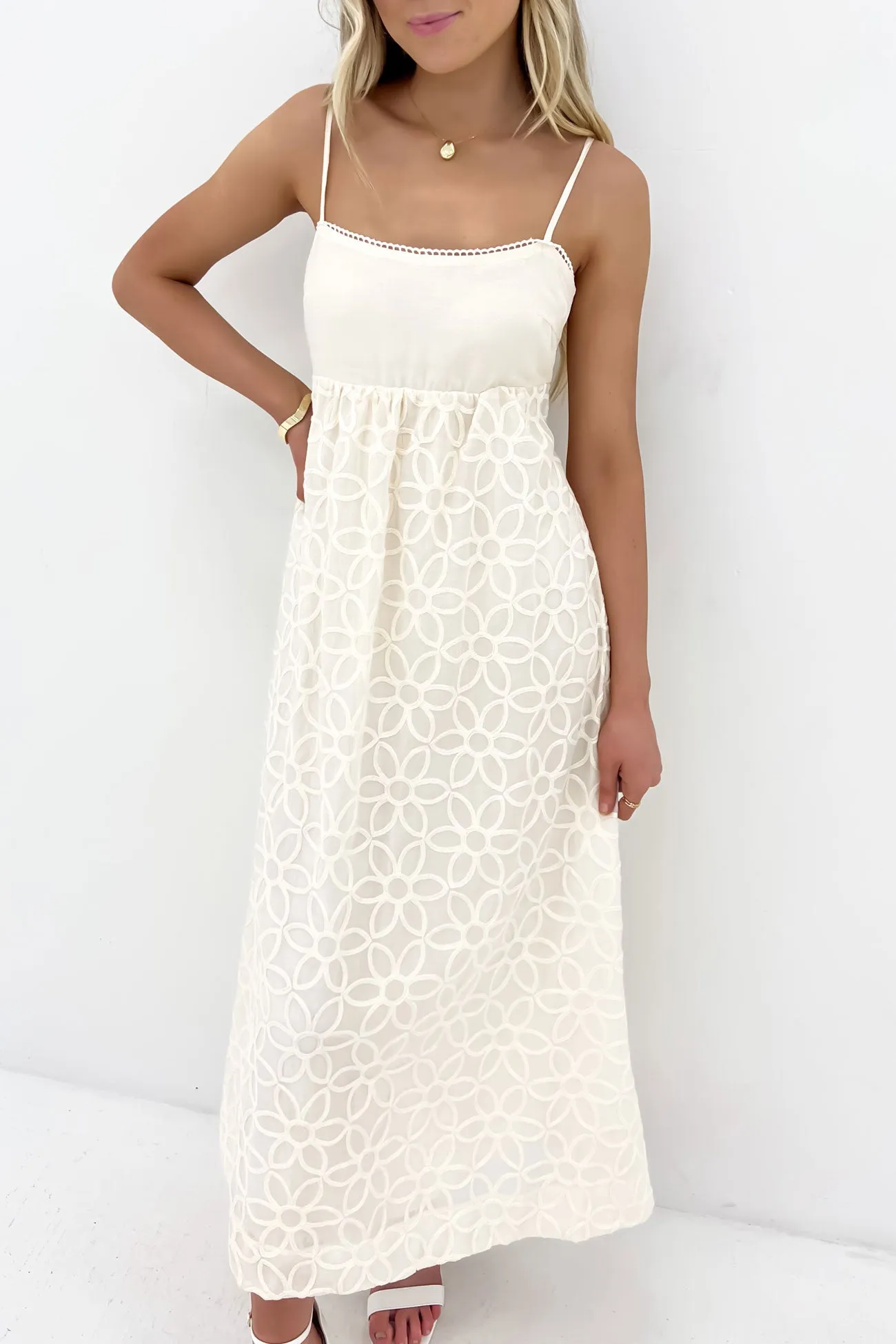 Jaime Midi Dress Cream Pure Tone Refined Mood