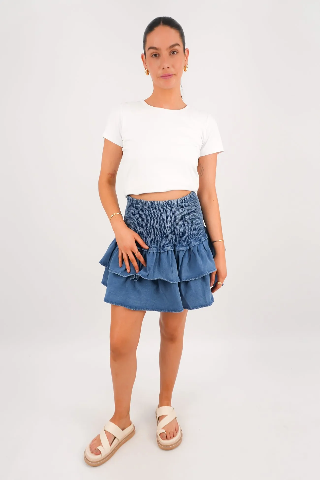 Jane Denim Mini Skirt Blue High Elasticity Material