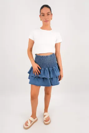 Jane Denim Mini Skirt Blue High Elasticity Material