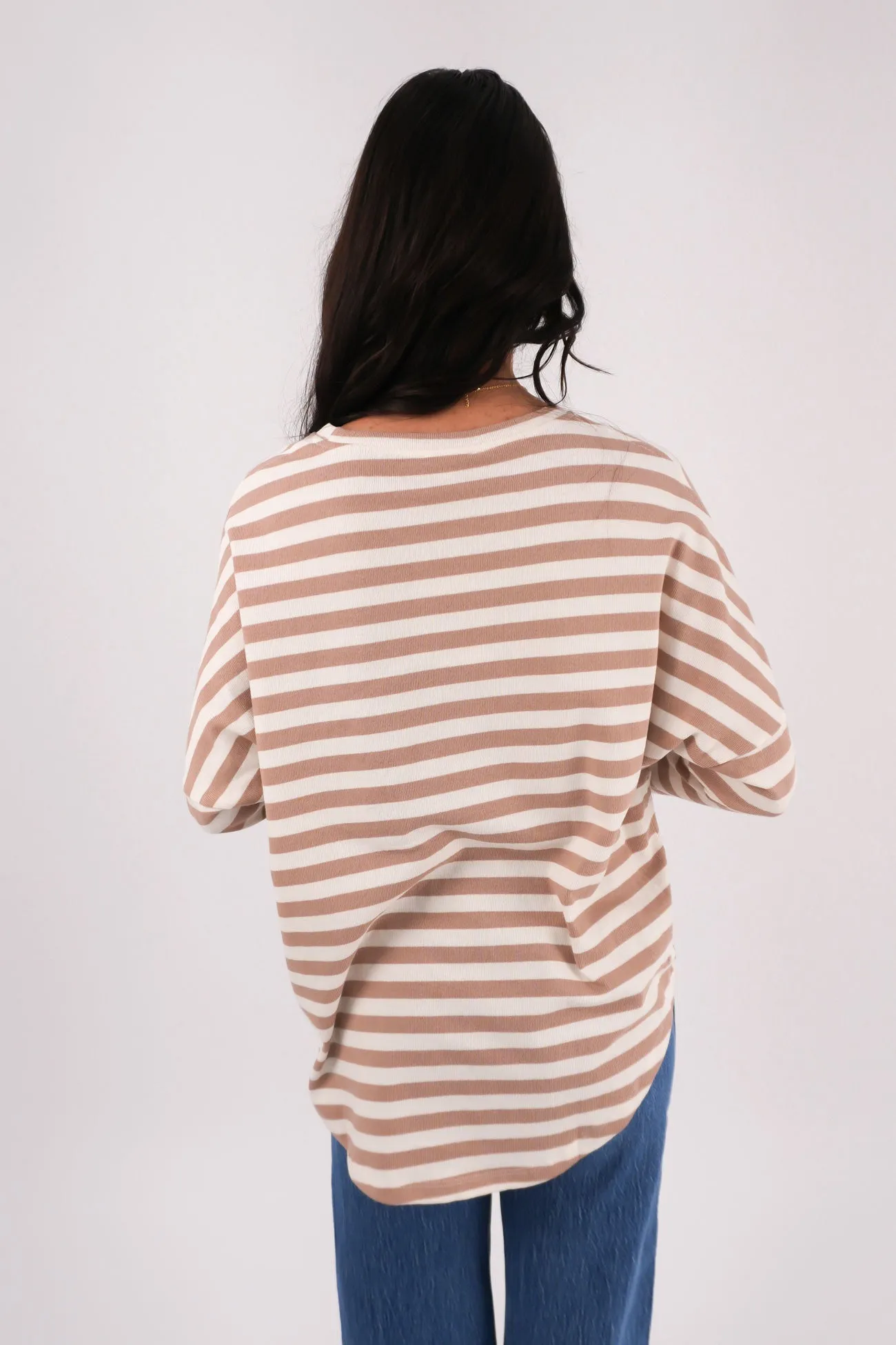 Display Jaylen Long Sleeve Tee Camel Stripe