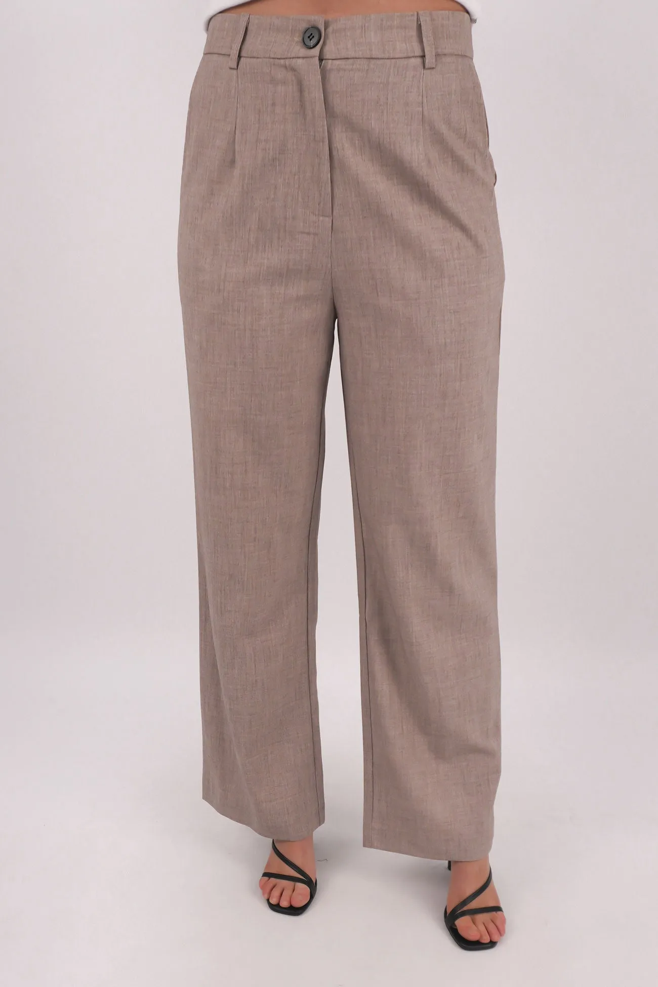 Jezebel Pant Taupe Rubberized Hem
