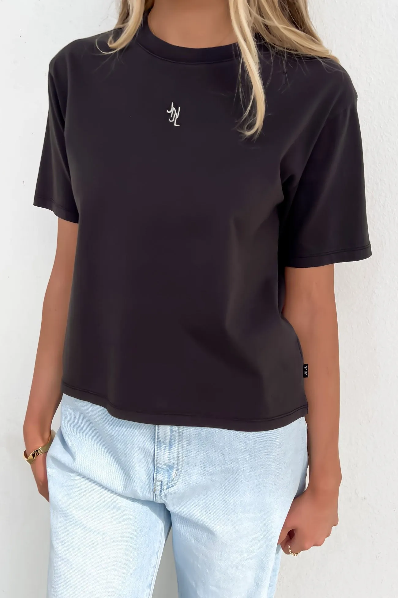 Cozy and Comfortable JNJL Core Tee Washed Black