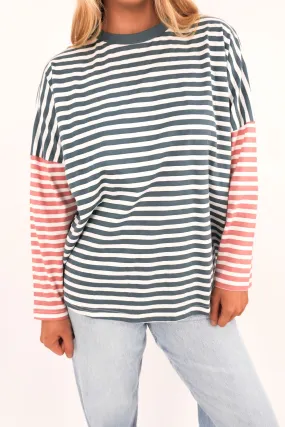 Joely Long Sleeve Pacific Dusty Rose Stripe Display