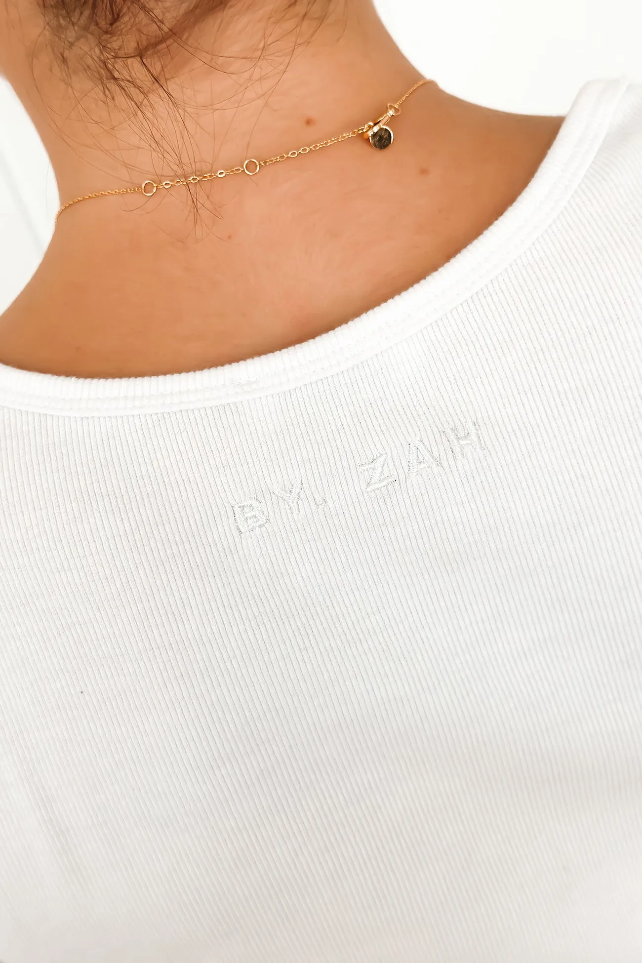 Geometric Pattern Jordyn Rib Tee White
