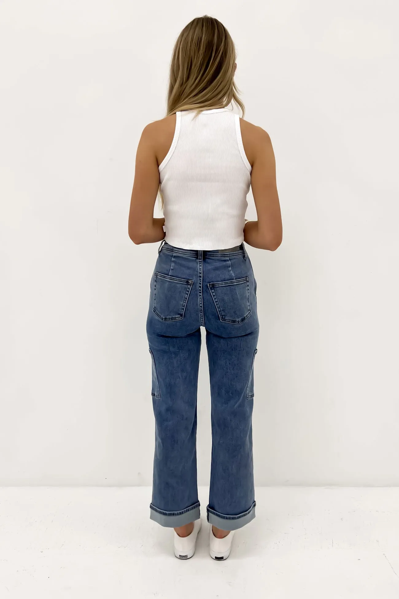Joshua Denim Cargo Pant Mid Blue Everyday Comfort Wear Padded hips