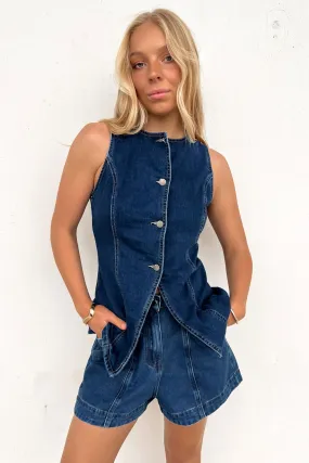 Joshy Denim Vest Mid Blue Element Anti Snag Fabric