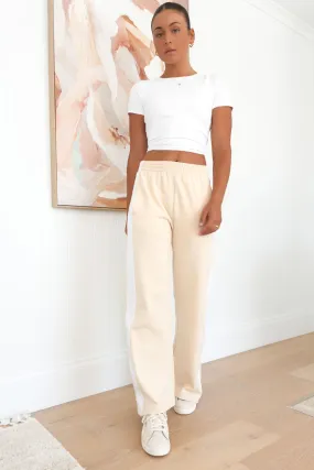 Journey Stripe Track Pant Beige Travel Ready