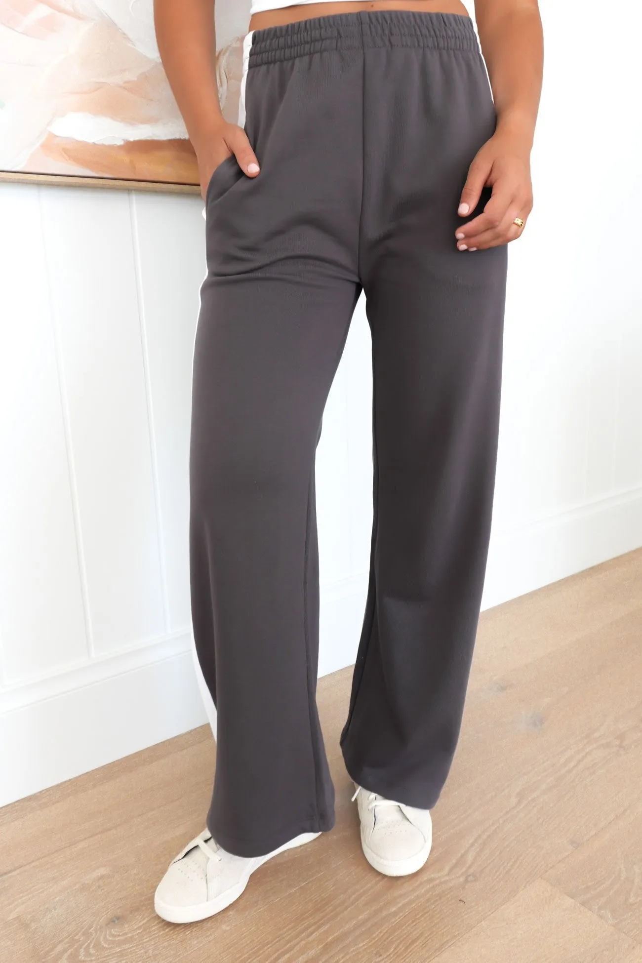 Tear Resistant Fabric Journey Stripe Track Pant Charcoal