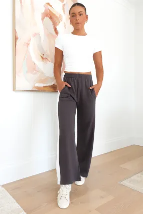 Journey Stripe Track Pant Charcoal breath easy