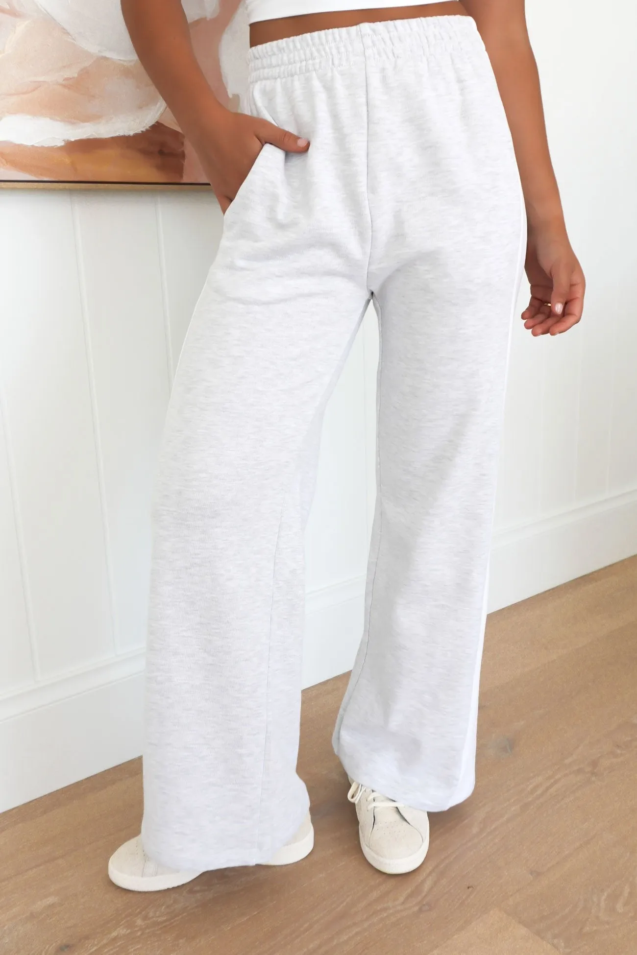 Journey Stripe Track Pant Snow Marle MoistureWickingFabric Comfortable Look