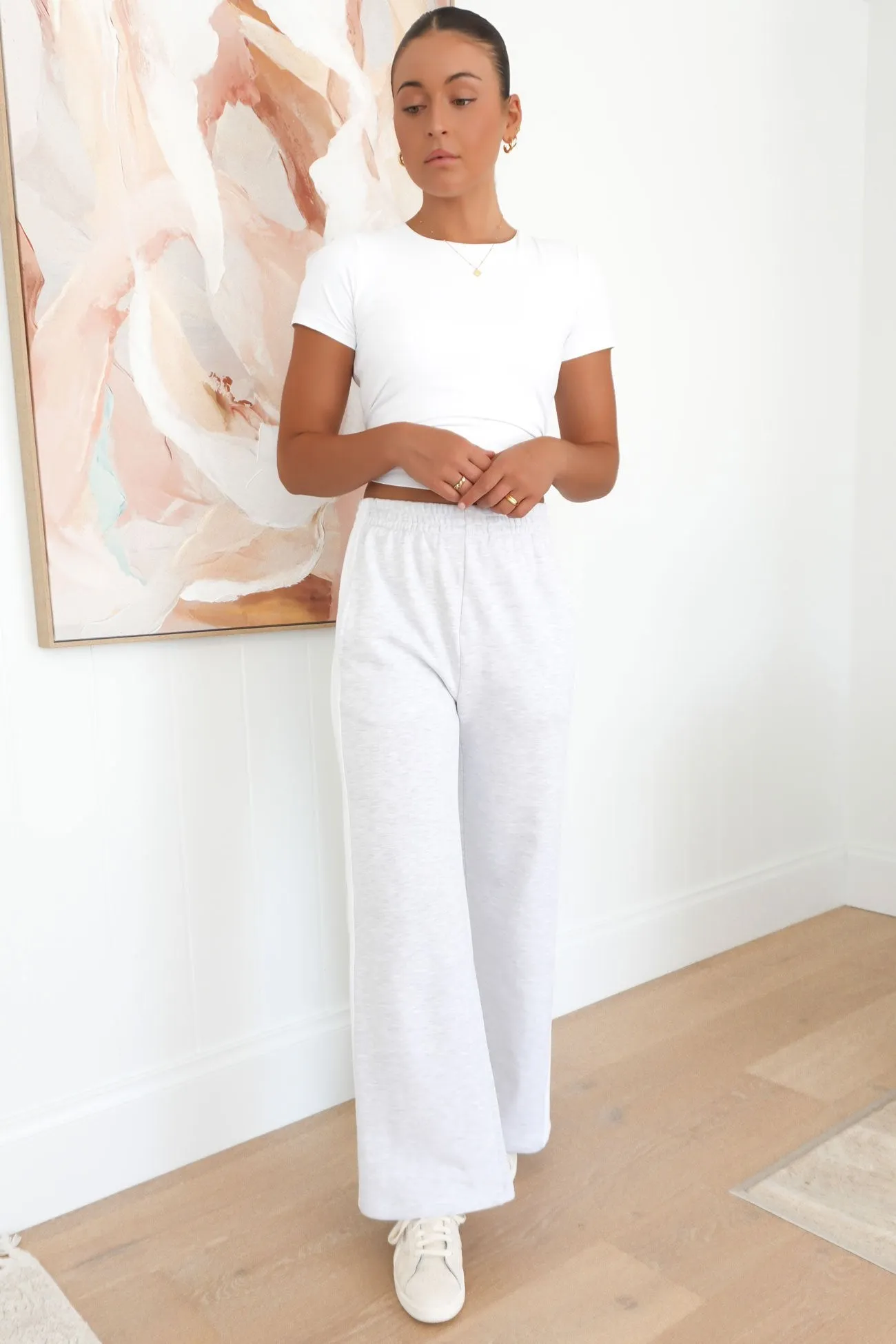 High Density Weave Journey Stripe Track Pant Snow Marle