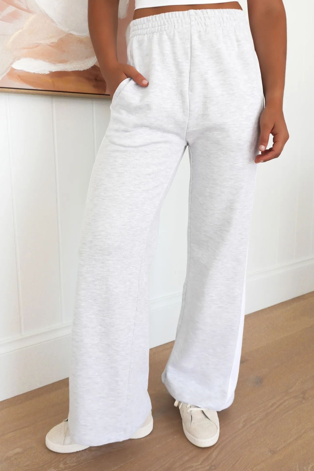 Journey Stripe Track Pant Snow Marle Sporty Design Freedom Fit