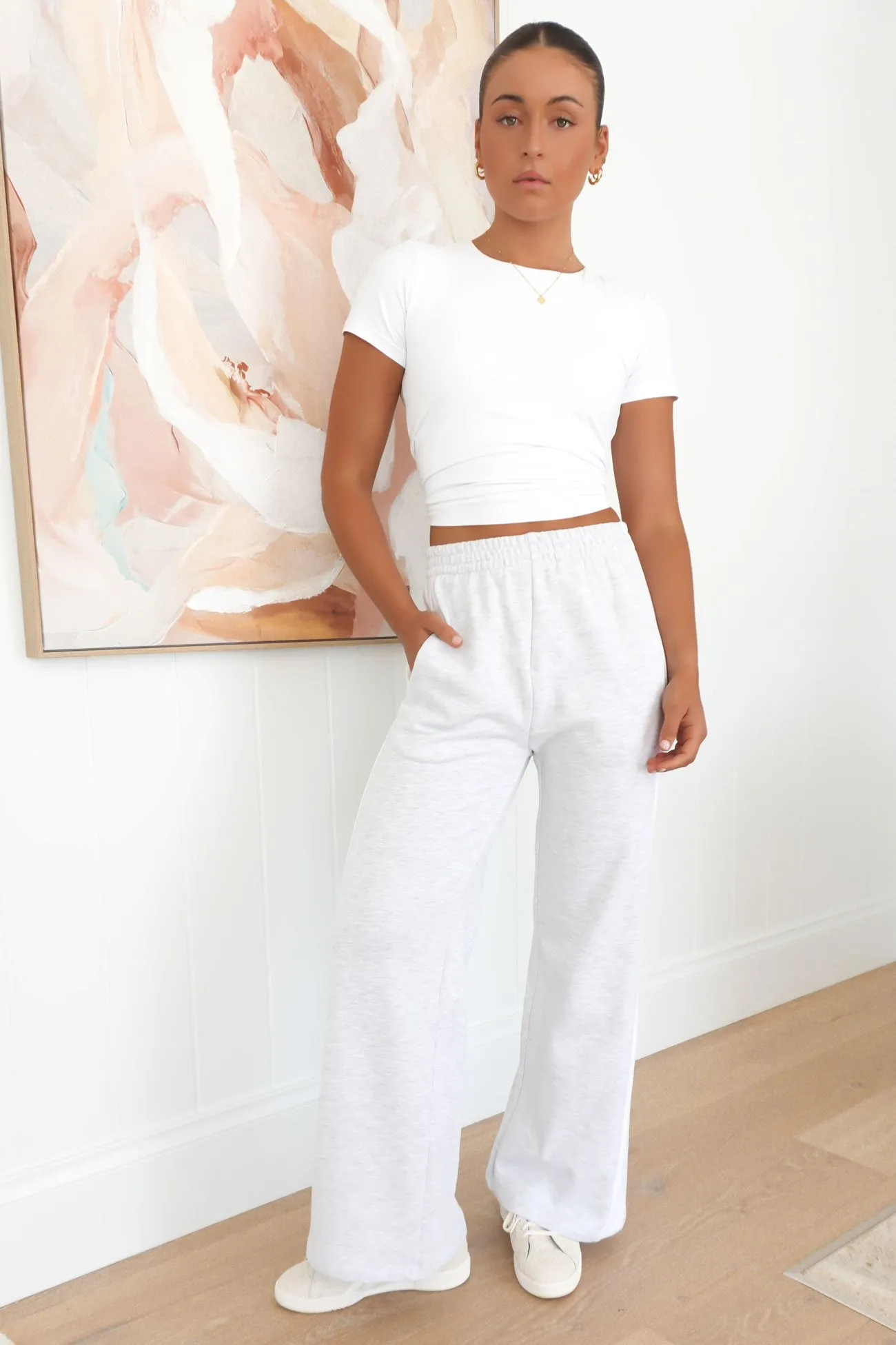 Street Inspired Loose cut Journey Stripe Track Pant Snow Marle