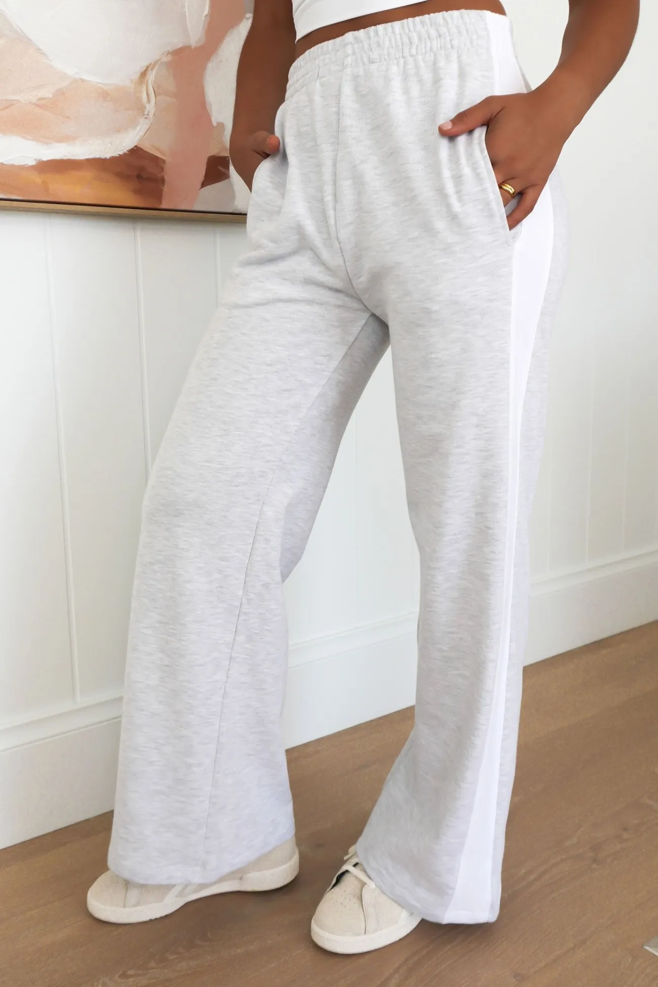 Journey Stripe Track Pant Snow Marle Relaxed Wearable