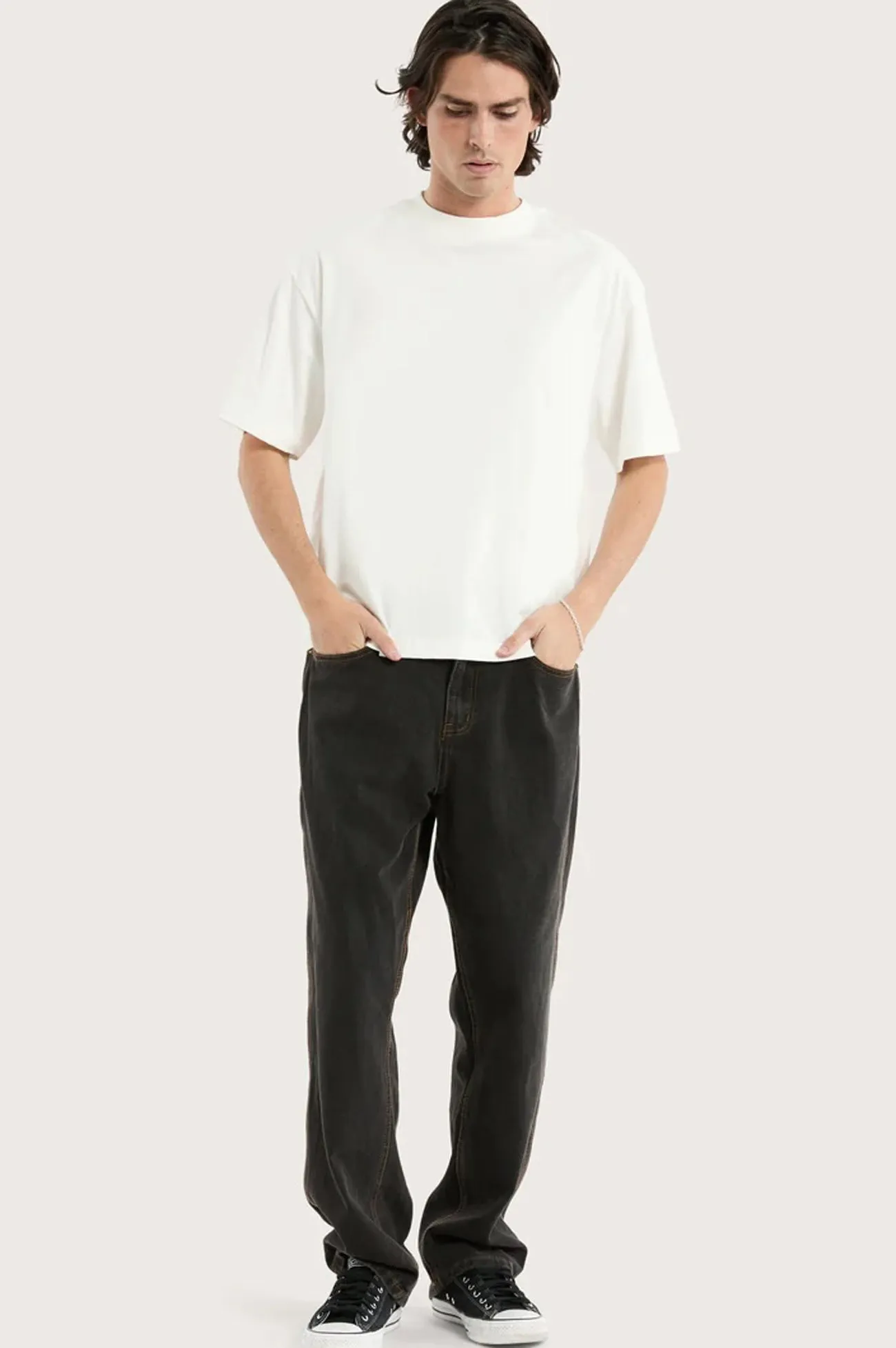 Brunch Outfit Summer Vibes Versatile Stylish Casual Evening Stroll K6 Baggy Wide Leg Jean Black