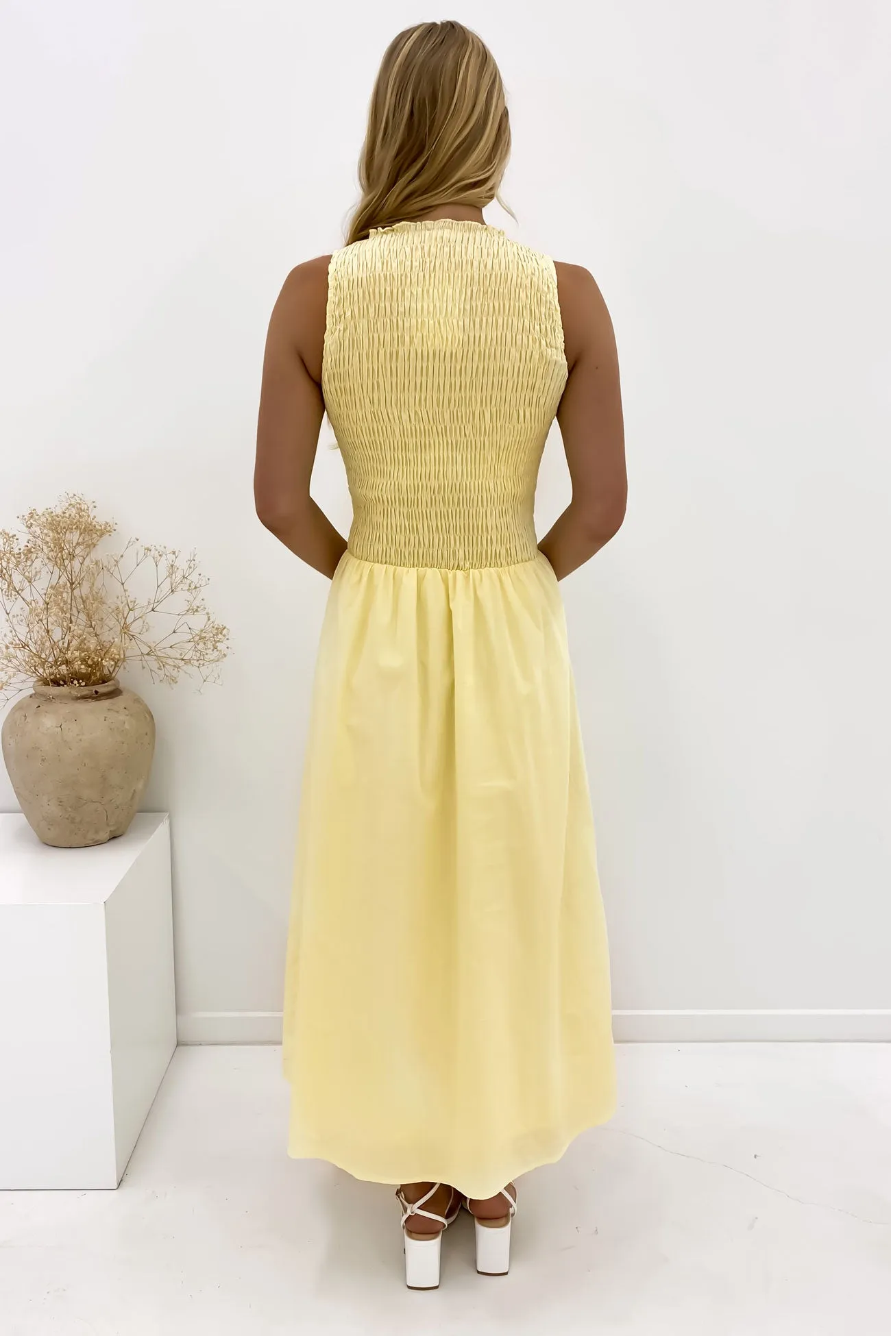 Karina Midi Dress Yellow Airy Comfort Vibrant Colors
