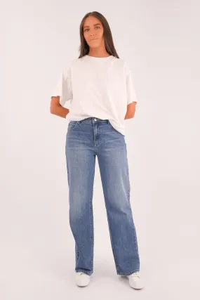 Flexible Waist Kate Baggy Jean True Blue