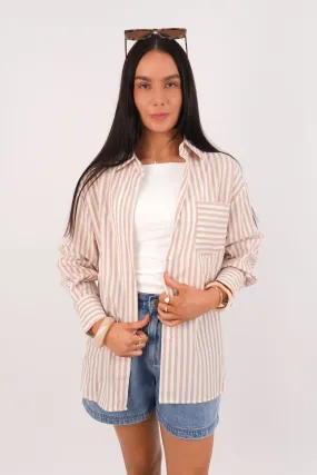 Edgy Design Interview Ready Kayla Shirt Latte Stripe