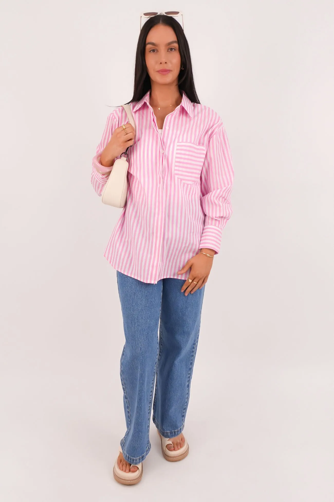 Long Sleeve Kayla Shirt Pink Stripe