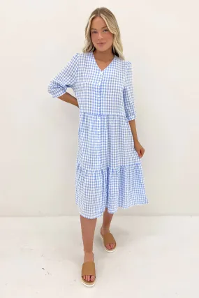 Urban Fit Bold Simplicity Kaylah Midi Dress Blue Gingham