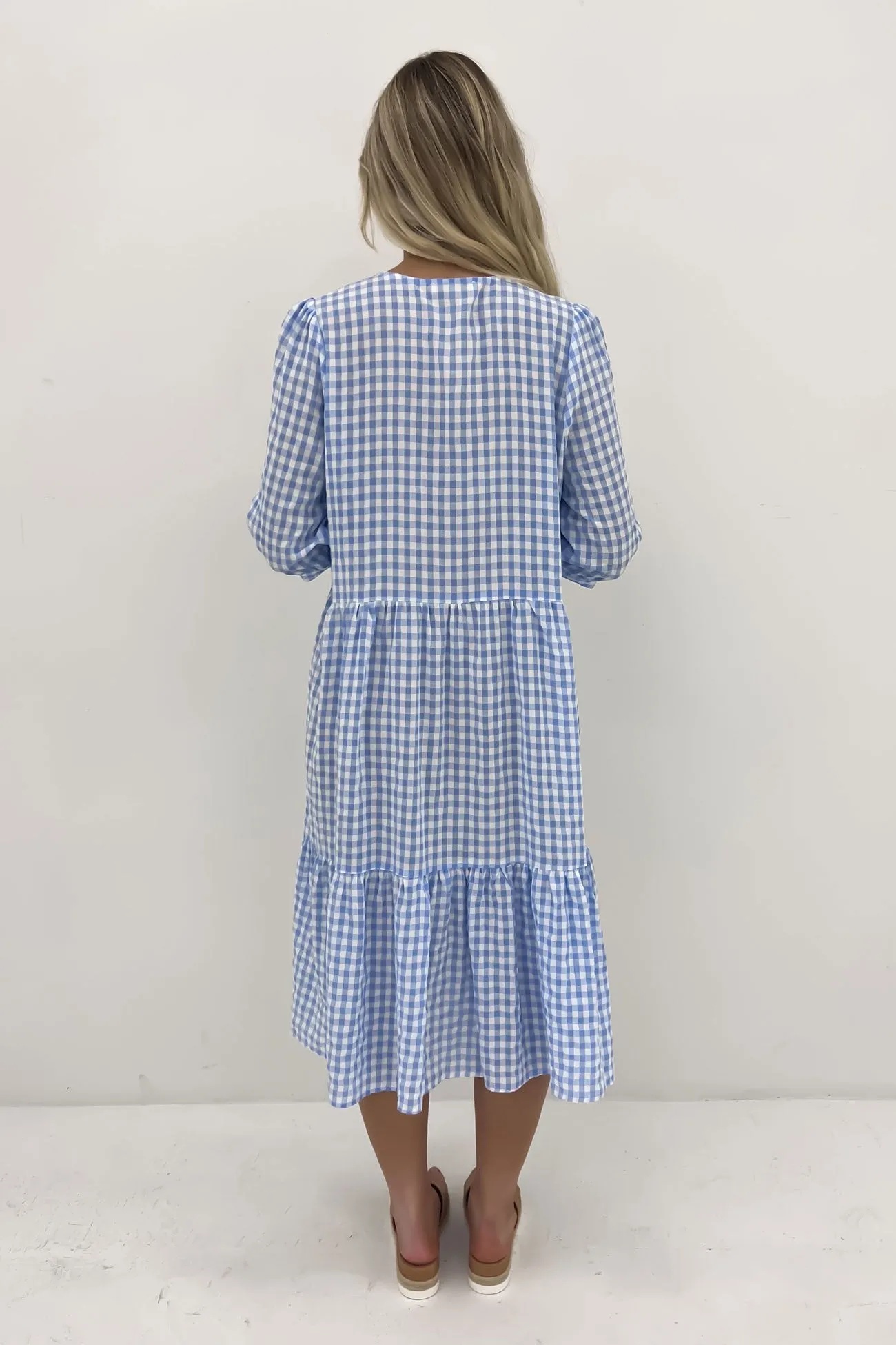 Kaylah Midi Dress Blue Gingham Reversible-Style