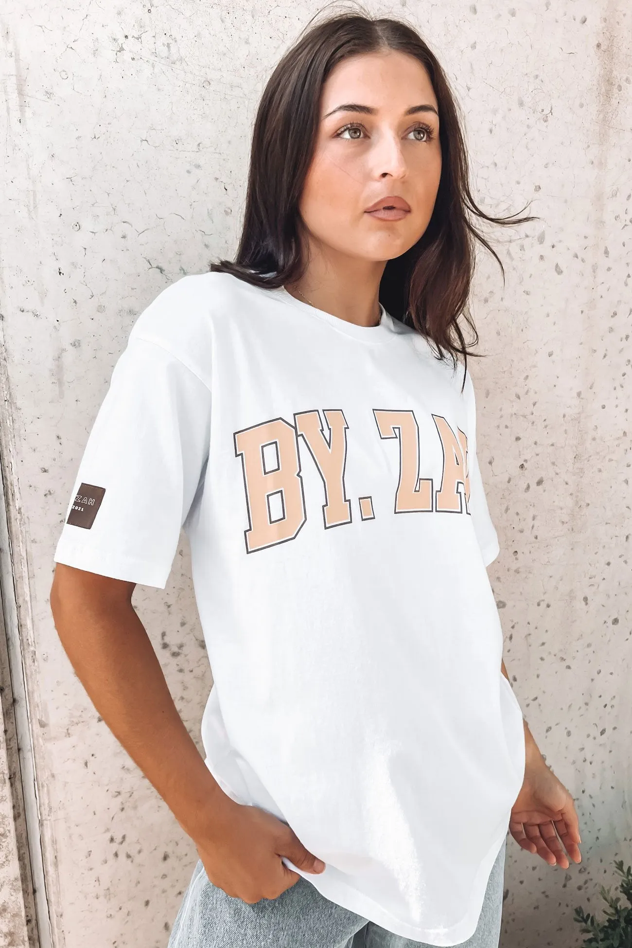 Urban Trend Look Kendall Collegiate Tee White