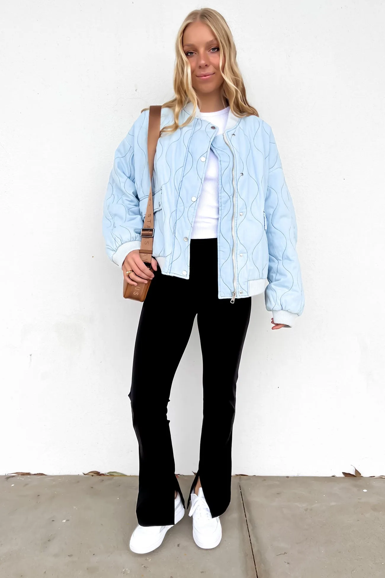 Kenna Chambray Jacket Blue Warmth Without Bulk Clean Jacket Detail