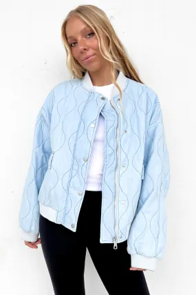 Kenna Chambray Jacket Blue Magnetic Closures