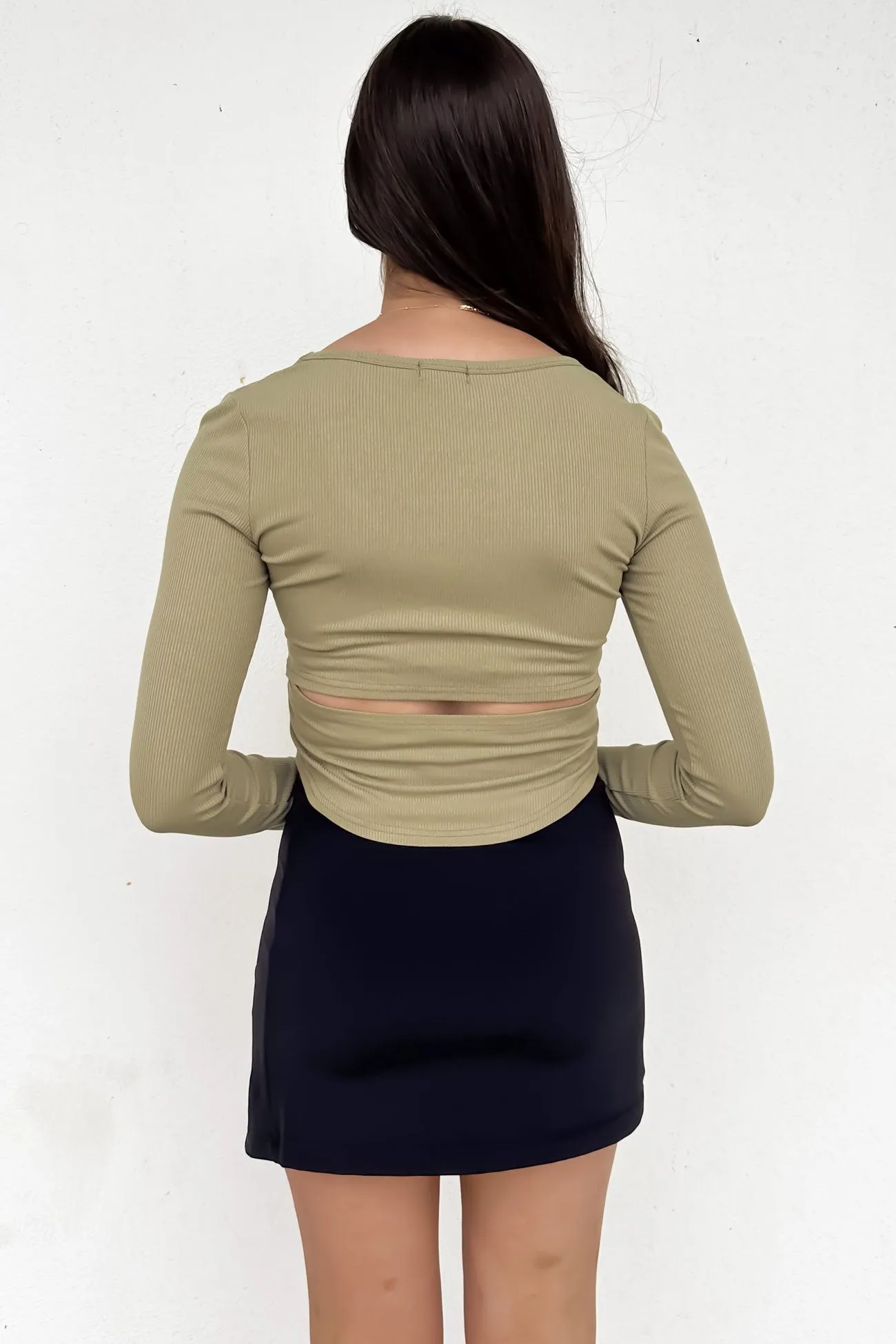 Ultra Soft Collar Lining Allergy free Rhiannon Long Sleeve Top Khaki