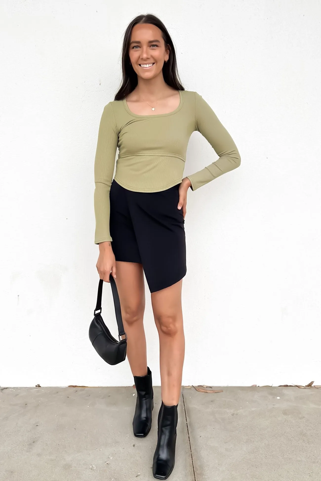 Georgette Pasta Rhiannon Long Sleeve Top Khaki
