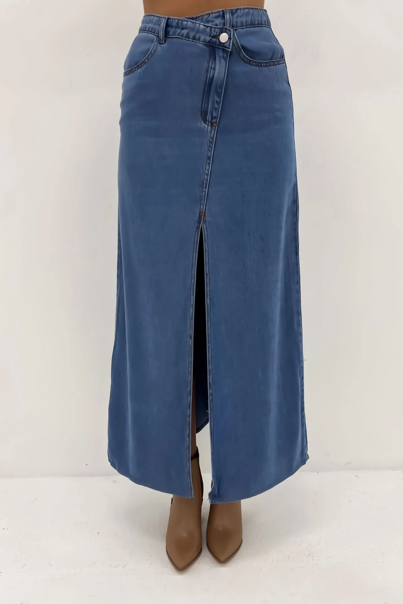 Fashion Mood Personality Style Kingsten Maxi Skirt Blue