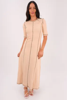 Kisha Maxi Dress Camel Metallic-Shine