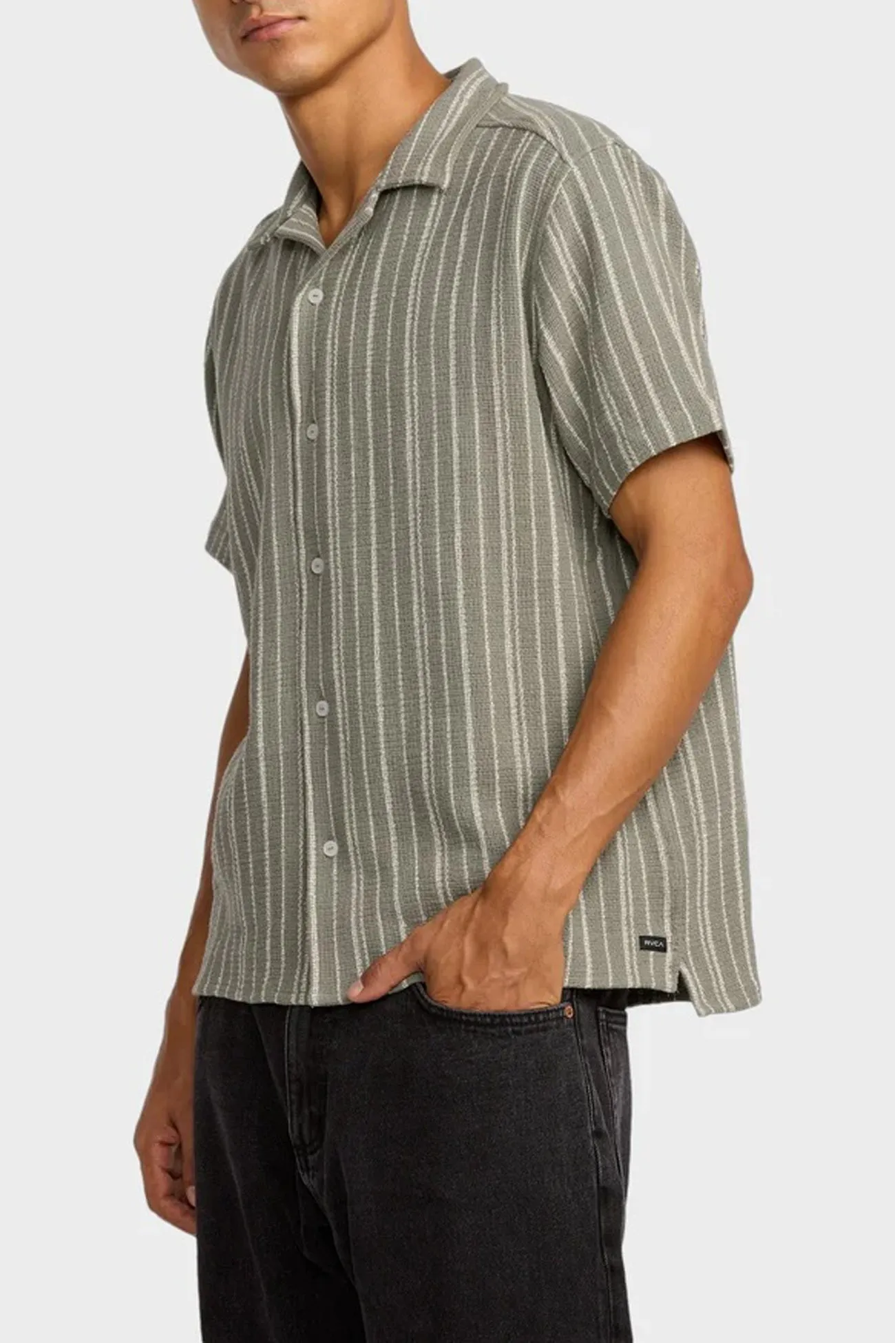 Trendsetting Design Vacancy Stripe Short Sleeve Light Olive