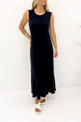Pippa Rib Dress Navy Loose Fit Abrasion-resistant