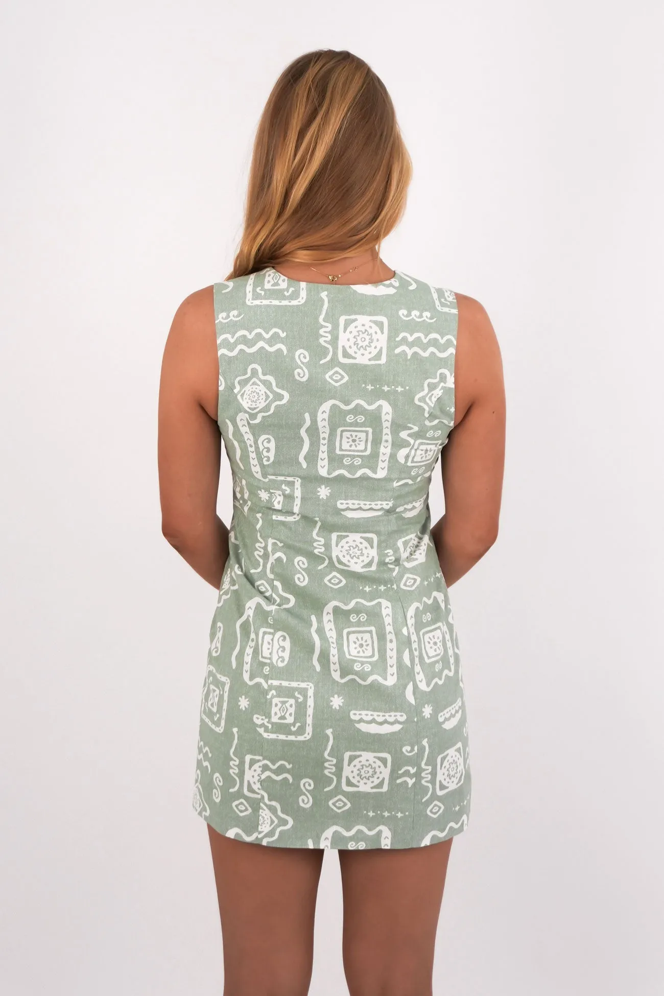 Satin Soft Lucia Mini Dress Sage