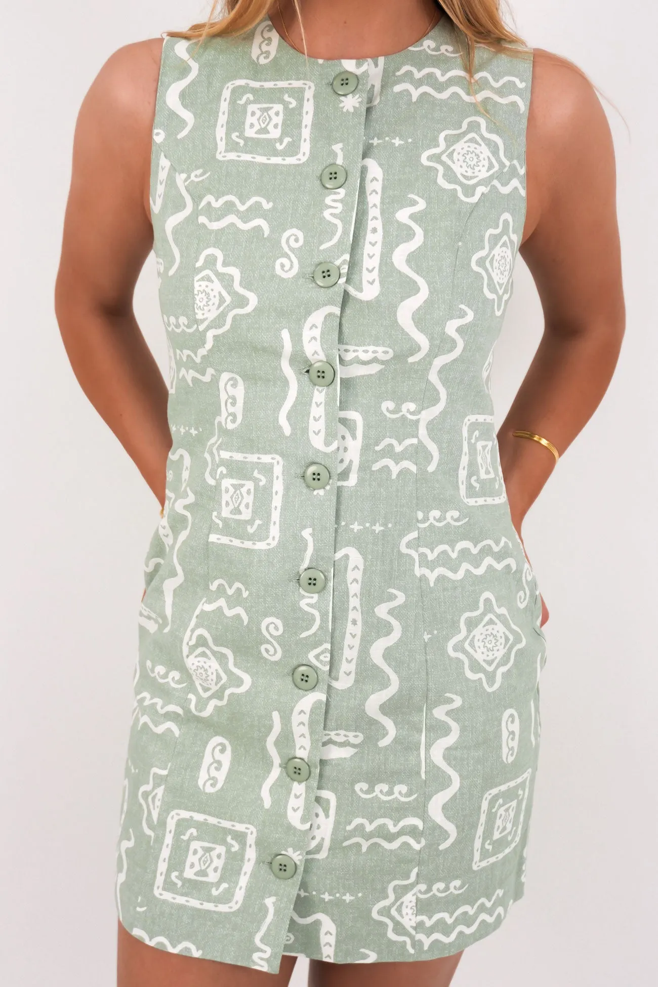 Chilly Day Comfort Street Look Lucia Mini Dress Sage