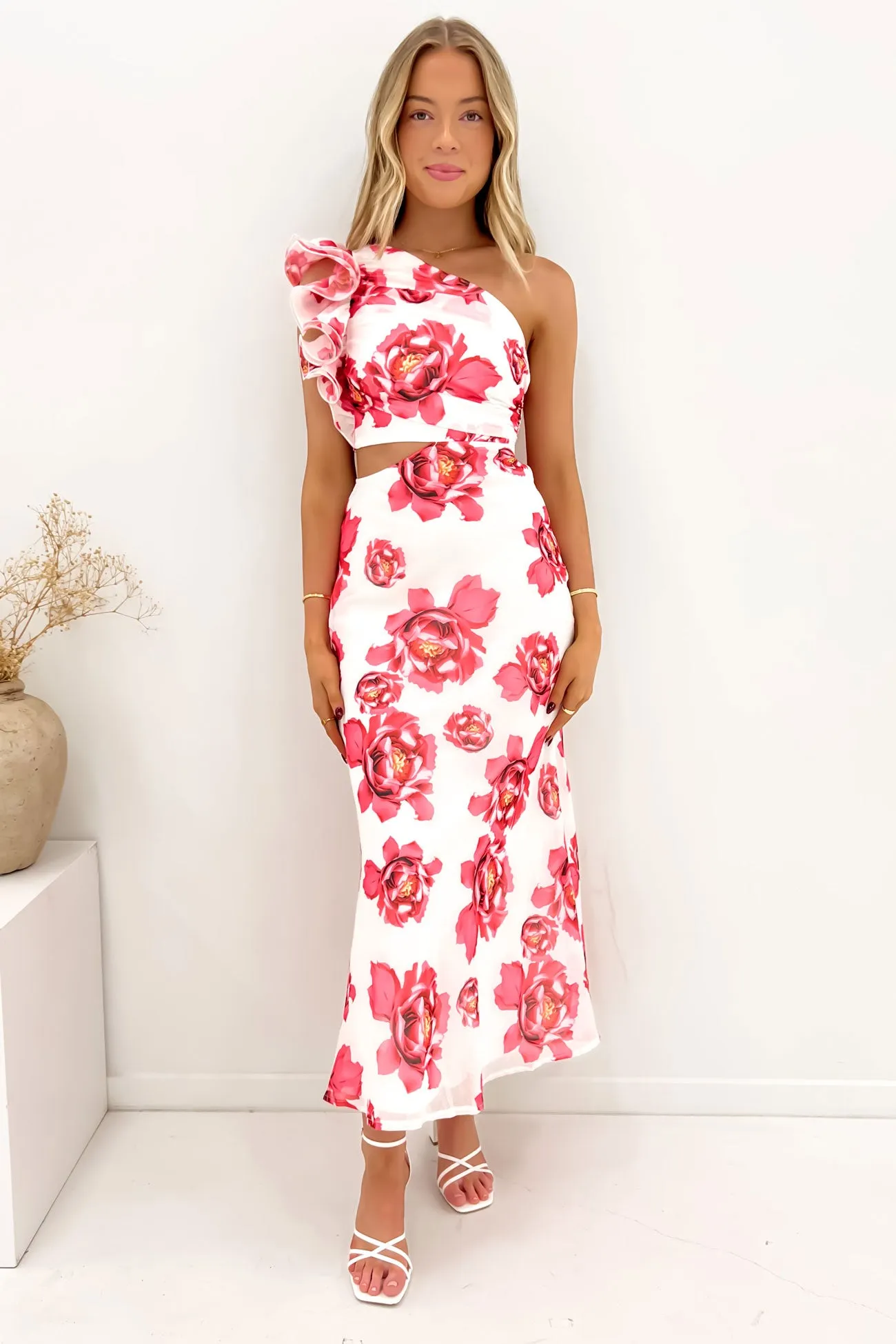 Breath Ease Knox Midi Dress Red Floral