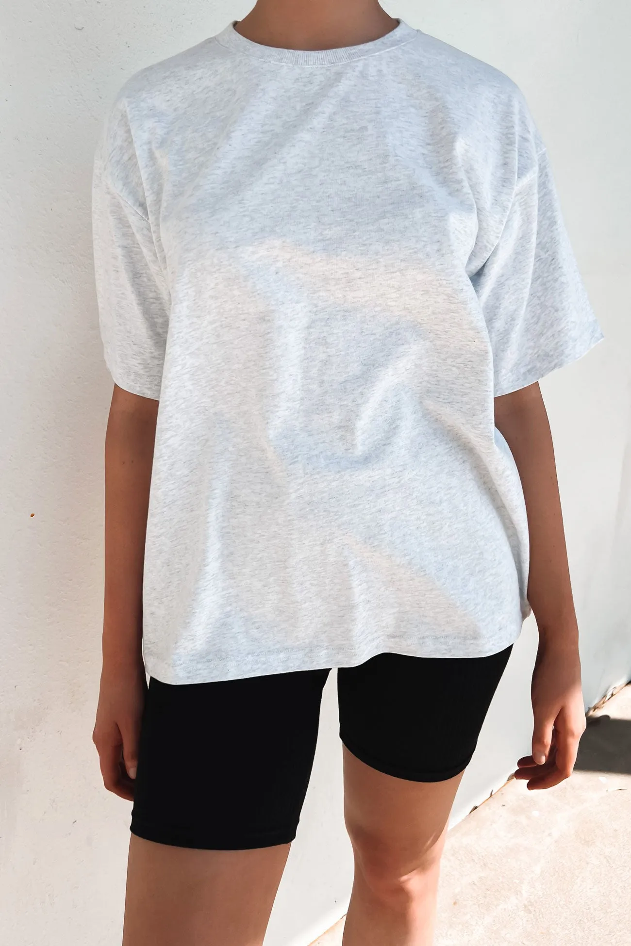 Minimalist Stitching Koa Oversized Tee Snow Marle