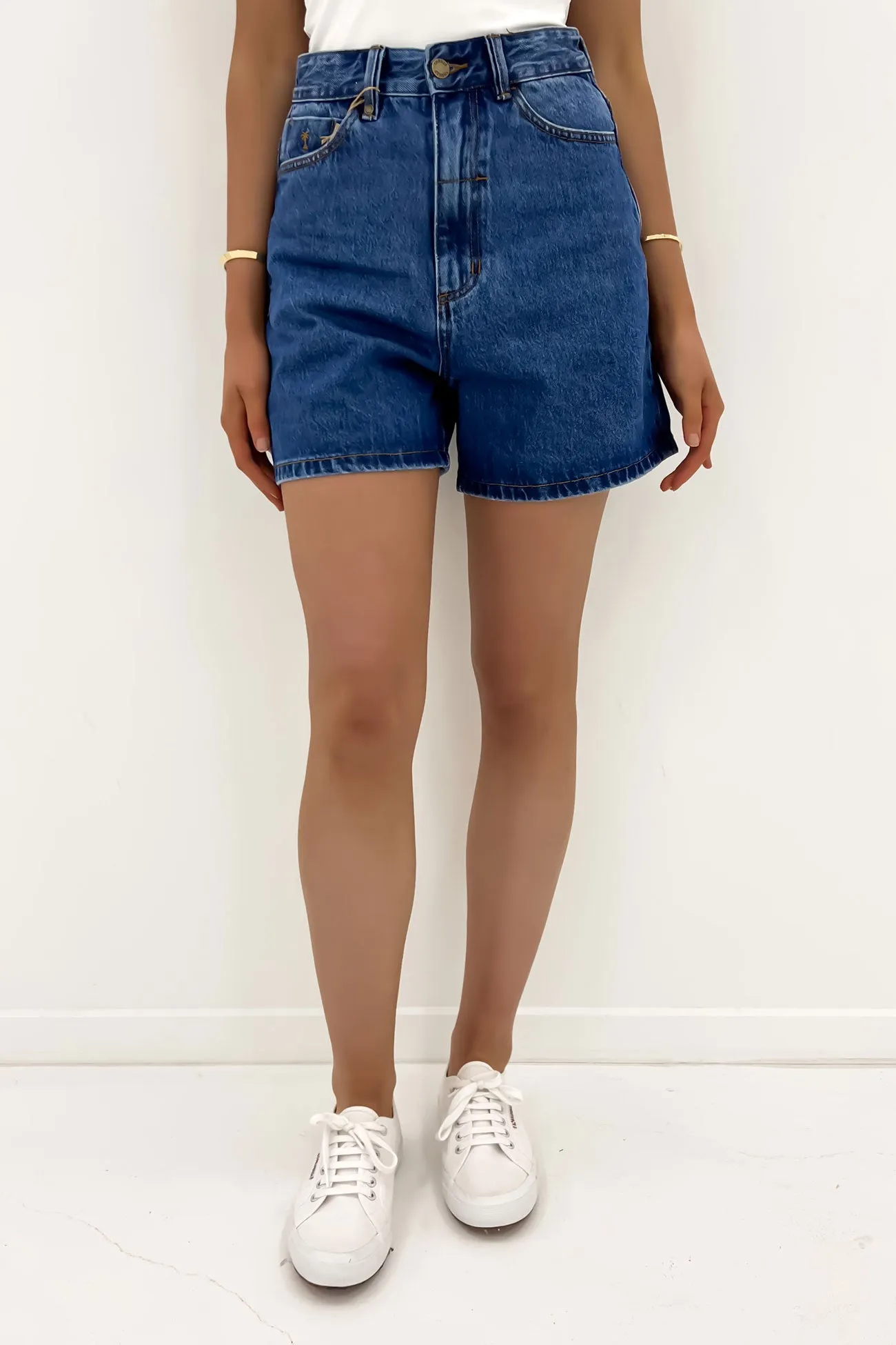 Koko Short Double Rinsed Blues Glide On Mobility Cut Fade Resistant Material