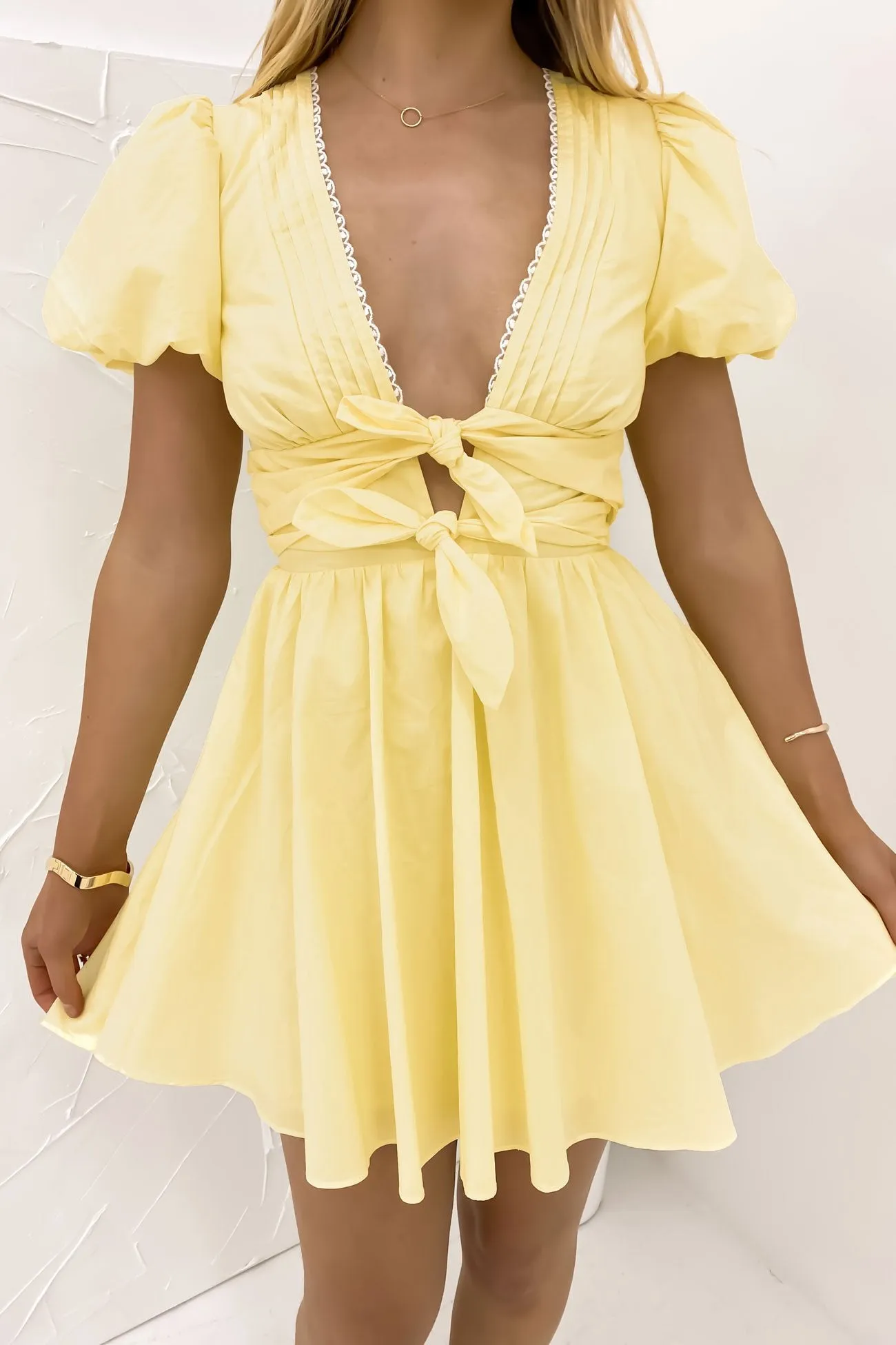Kolby Mini Dress Yellow Hidden Zipper