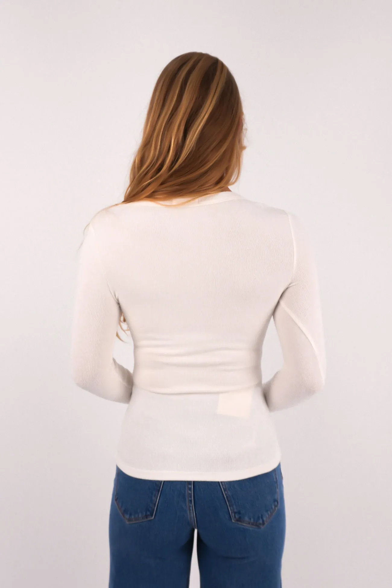 Krissy Long Sleeve Top White Formal Charm