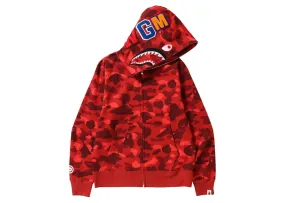 Easy Movement Hem Style Bape Color Camo Shark Full Zip  Hoodie Red