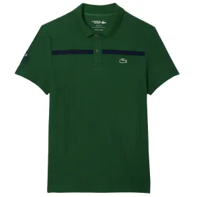 Checked Elegant Lacoste Men's Heritage Tennis Polo - Green/Navy Glossy