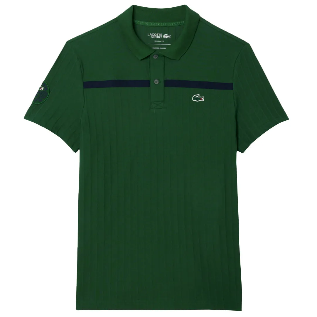 Checked Elegant Lacoste Men's Heritage Tennis Polo - Green/Navy Glossy