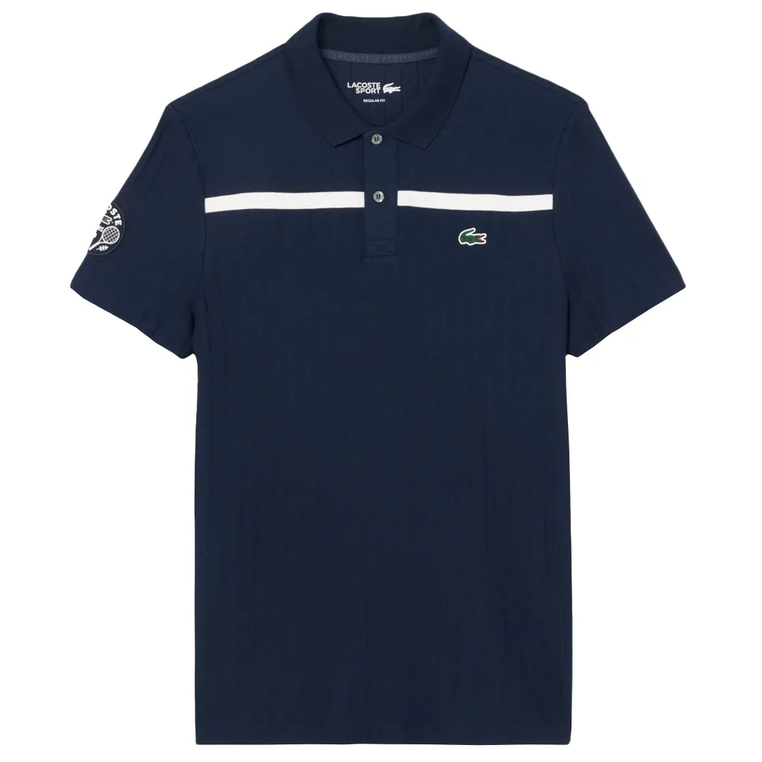 Regular Fit Lacoste Men's Heritage Tennis Polo - Navy Blue/White Fringe Detail