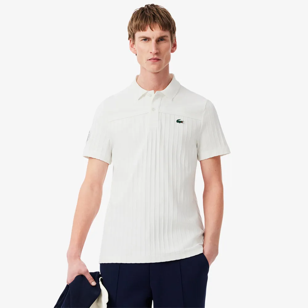 Lacoste Men's Heritage Ultra Dry Tennis Polo - White Refined Cut HypoallergenicTextile