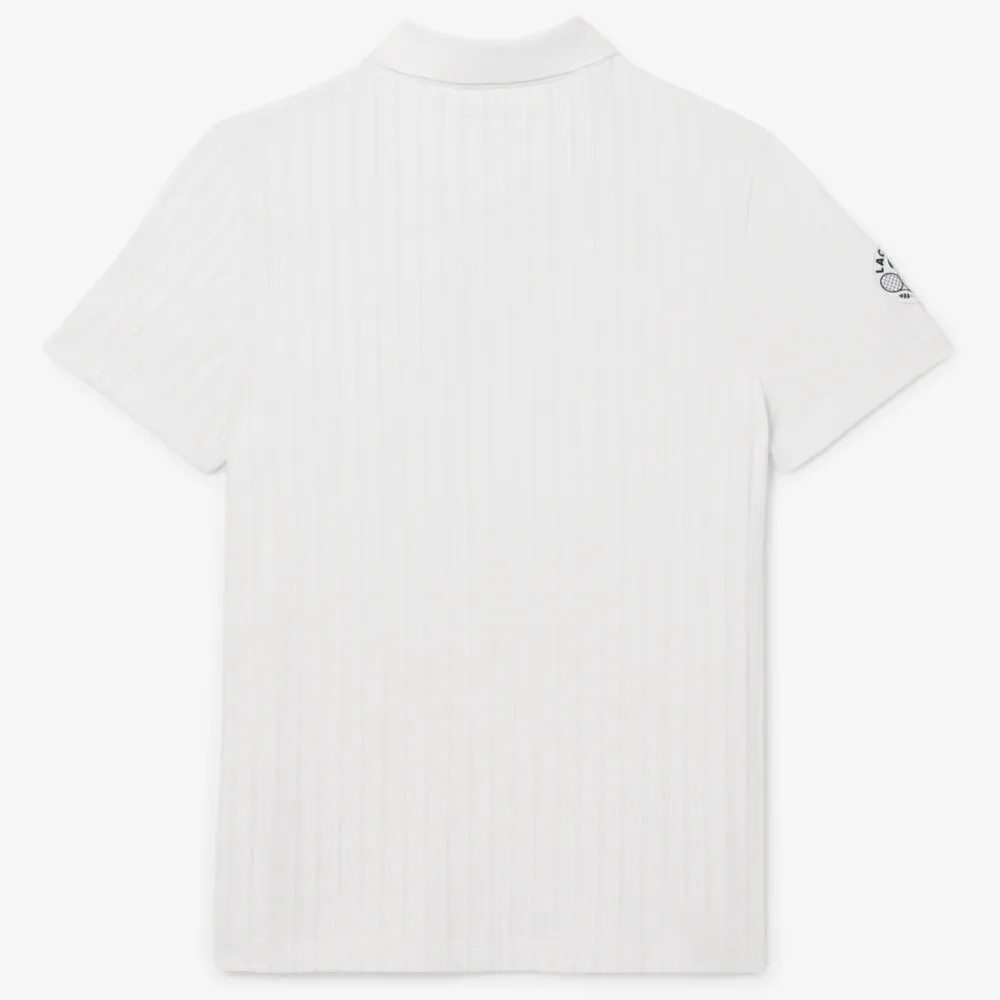 Lacoste Men's Heritage Ultra Dry Tennis Polo - White Refined Cut Natural Fiber Blend