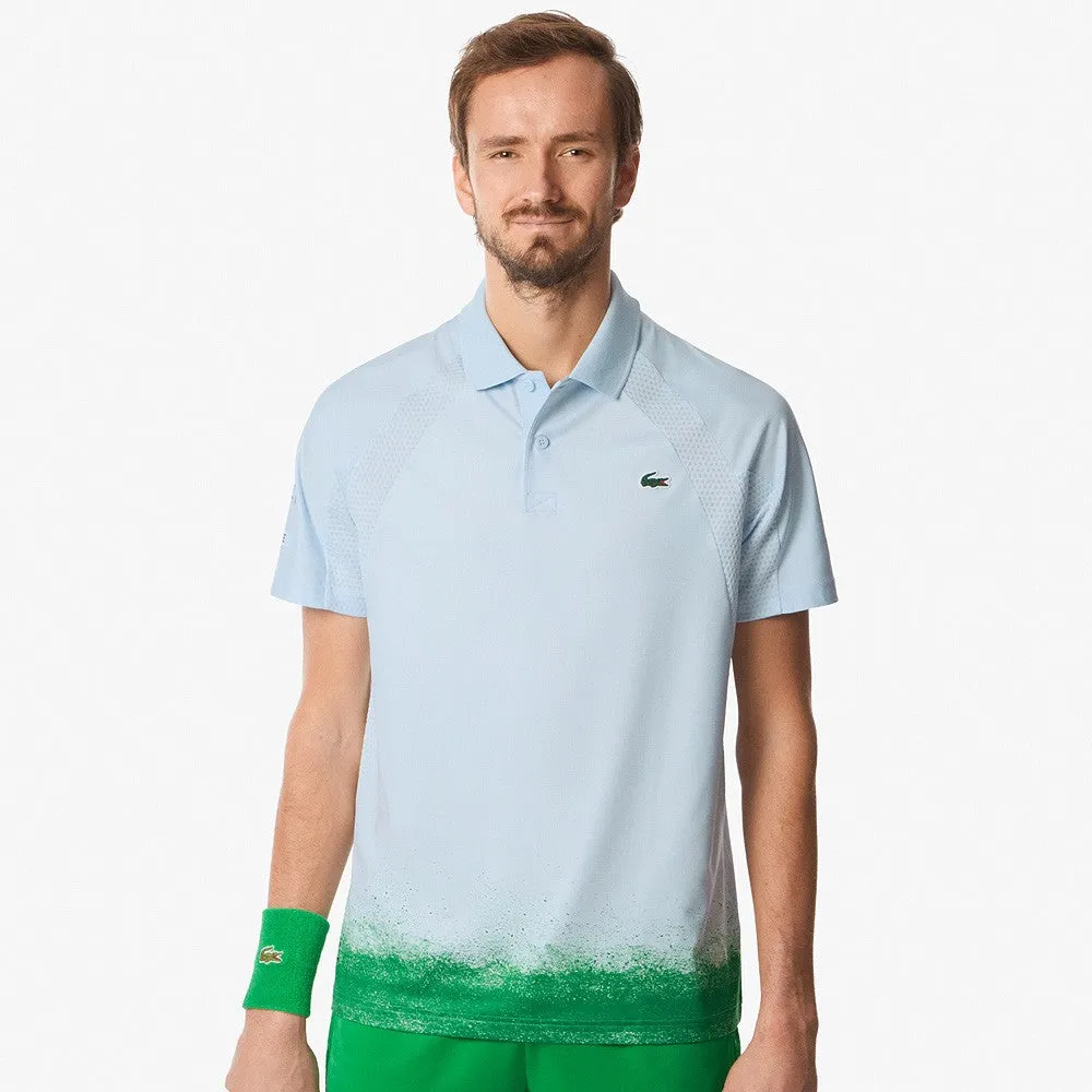 Comfort Fit Lacoste Men's Medvedev X Tennis Polo - Light Blue Quick Drying